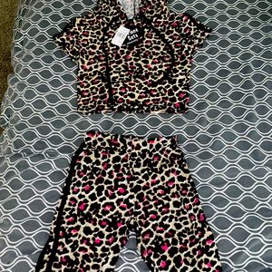 2 piece crop top biker short set